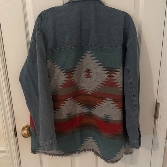 Denim Aztec Pattern Jacket - Picture 3 of 3